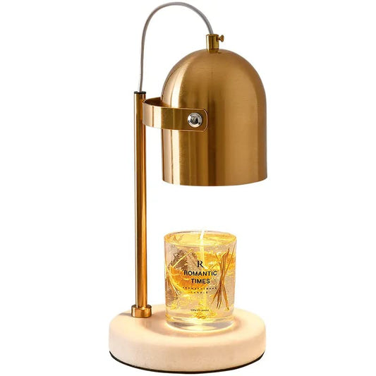 Hearth & Stone Candle Warmer Lamp - Marble Base with Gold Metal Body - Dimmable Switch - Candle Melter for Scented Candles