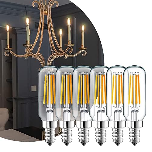 Hudson 4W LED Candelabra Light Bulb (6 Pack) - 3000K Dimmable T6/U Shaped Warm White Chandelier Bulbs (60W Equivalent) - E12 Small Base T25 UL Listed Indoor/Outdoor Candle Light LED Bulbs