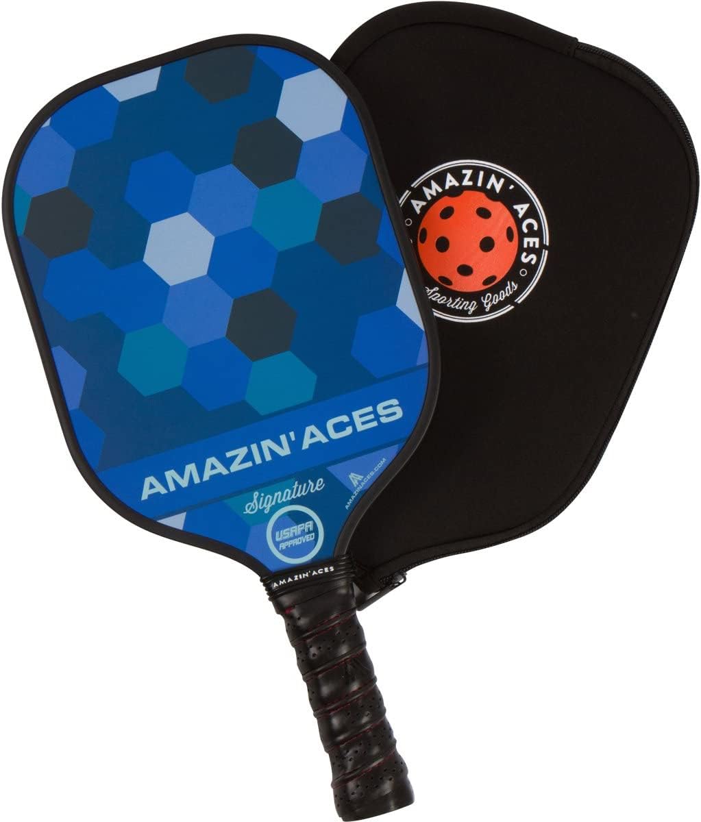 Amazin' Aces Graphite Pickleball Paddles Set - Single, 2 or 4 Paddles, Honeycomb Polymer Core with Comfy Cushion Grip - Varying Accessories Including Pickleballs, Pickleball Bag & Paddle Cover