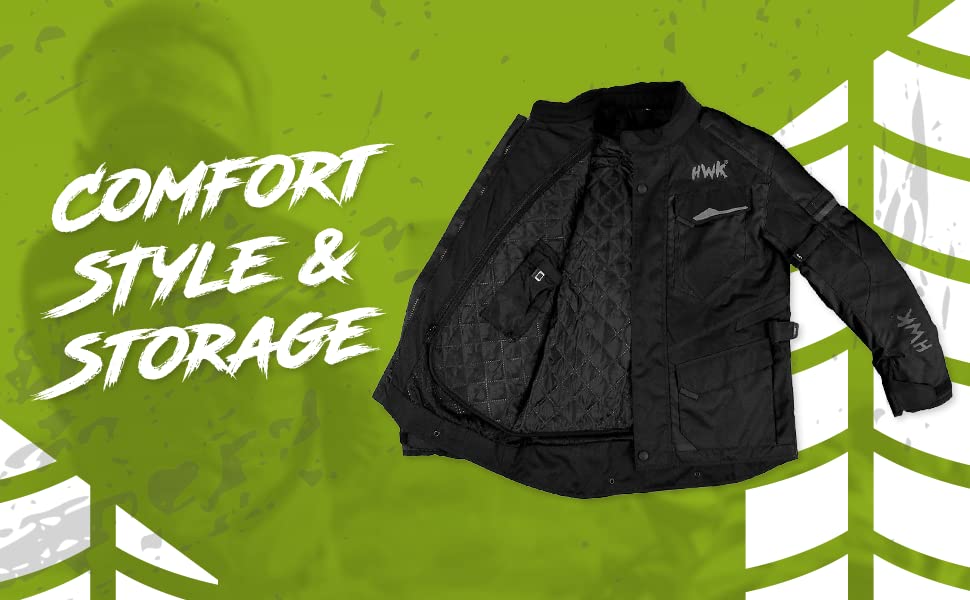 HWK Motorcycle Jacket for Men Adventure/Touring with Cordura Textile Fabric for Motorbike Riding and Impact Protection Armor