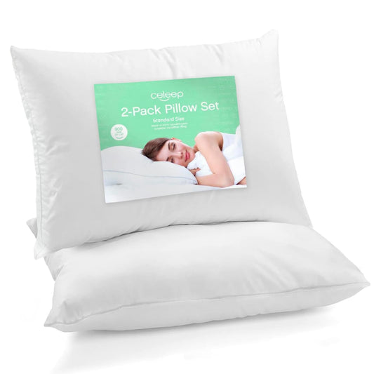 Celeep Bed Pillows- Premium Sleeping Pillows - Soft Sand Washed Cover - Microfiber Filling