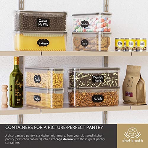 Chef's Path Kitchen Storage Box Set of 4 Airtight Food Jars for Storing Pasta Spaghetti Candy - Food Storage BPA Free (2.3L)