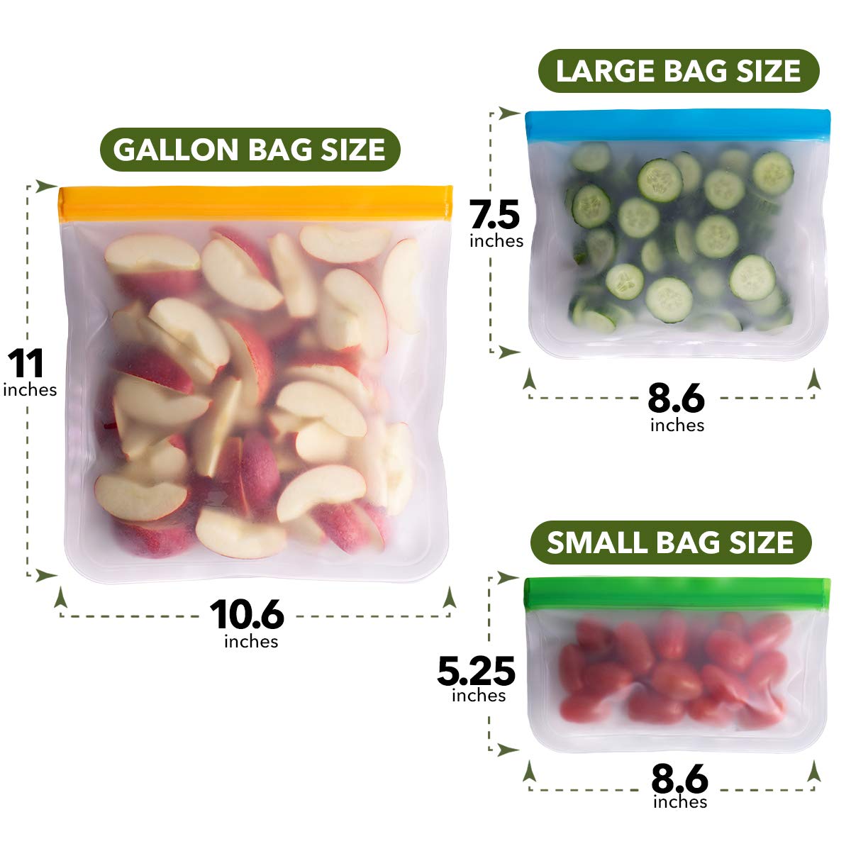 Greenzla Reusable Storage Bags ? 24 Pack BPA FREE Freezer Bags (8 Reusable Gallon Bags & 8 Reusable Sandwich Bags & 8 Reusable Snack Bags), EXTRA THICK & Leakproof Reusable Lunch Bags for Food