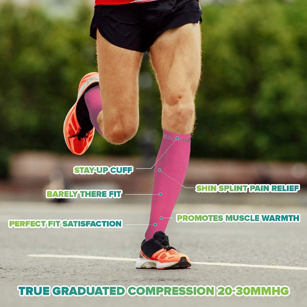 Run Forever Sports Compression Socks for Women & Men | 20-30 mmHg Knee High Medical Grade Compression Stockings