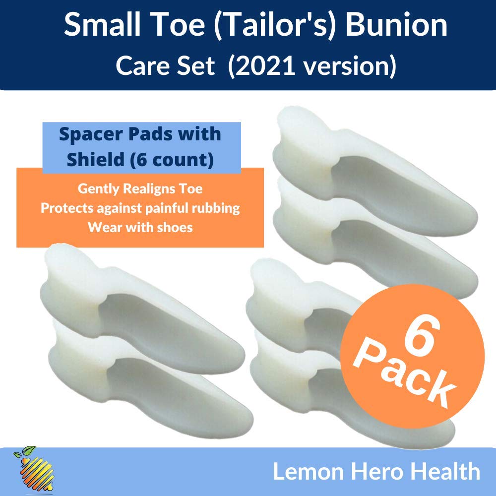 Small Toe Tailors Bunion Relief Pack by Lemon Hero - 2 Gel Bunion Pads with Spacer Separator and Protective Cushion Shield - Best Corrector for Pain Relief and Little Pinky Toe Alignment