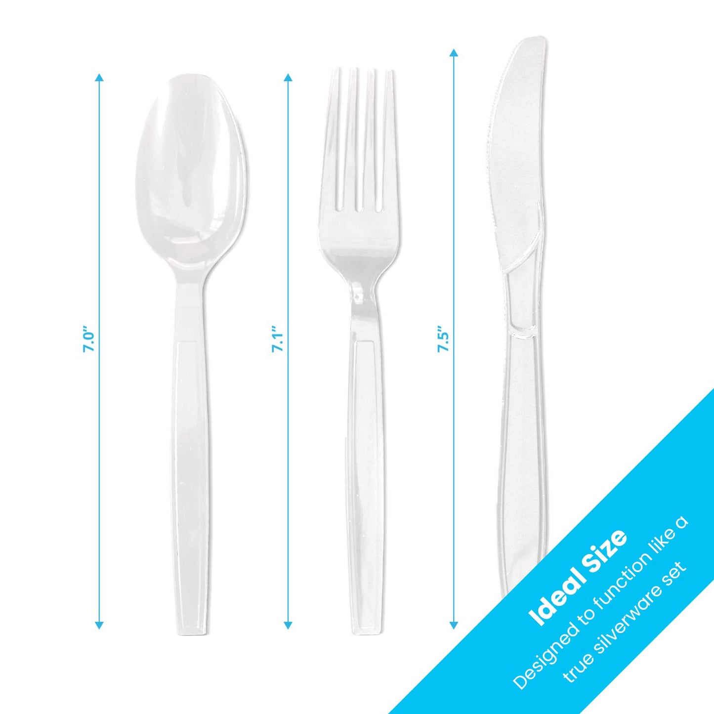 Zeppoli 380-Piece Clear Plastic Silverware Set – 190 Plastic Forks, 125 Plastic Spoons, 65 Plastic Knives – Plastic Cutlery Utensil Set – Disposable Forks, Clear Plastic Spoons – Chinet Utensils