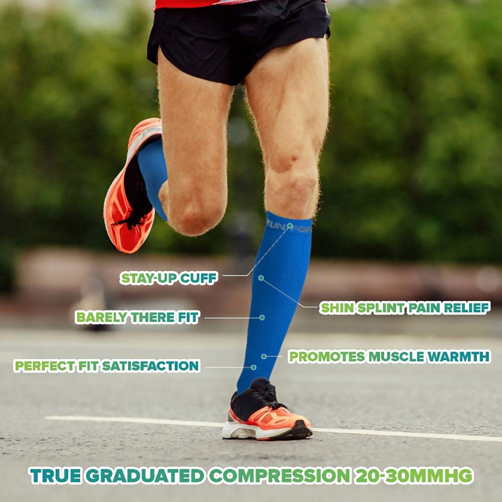 Run Forever Compression Socks for Men & Women � 20-30mmHg Medical Grade Graduated Stockings (Blue, Medium)