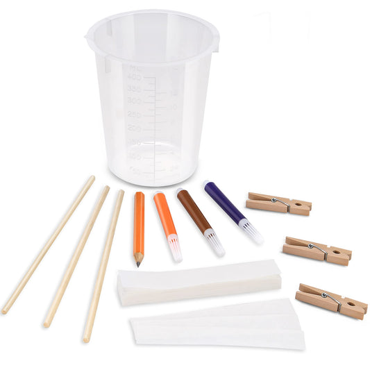 Paper Chromatography Experiment Kit With Lab Instructions - DIY Science Experiment For Home, School, Lab - Kit Includes 50-Sheet Filter Paper, Beaker, Dowel, Clips, Pens, Pencil, Detailed Instructions