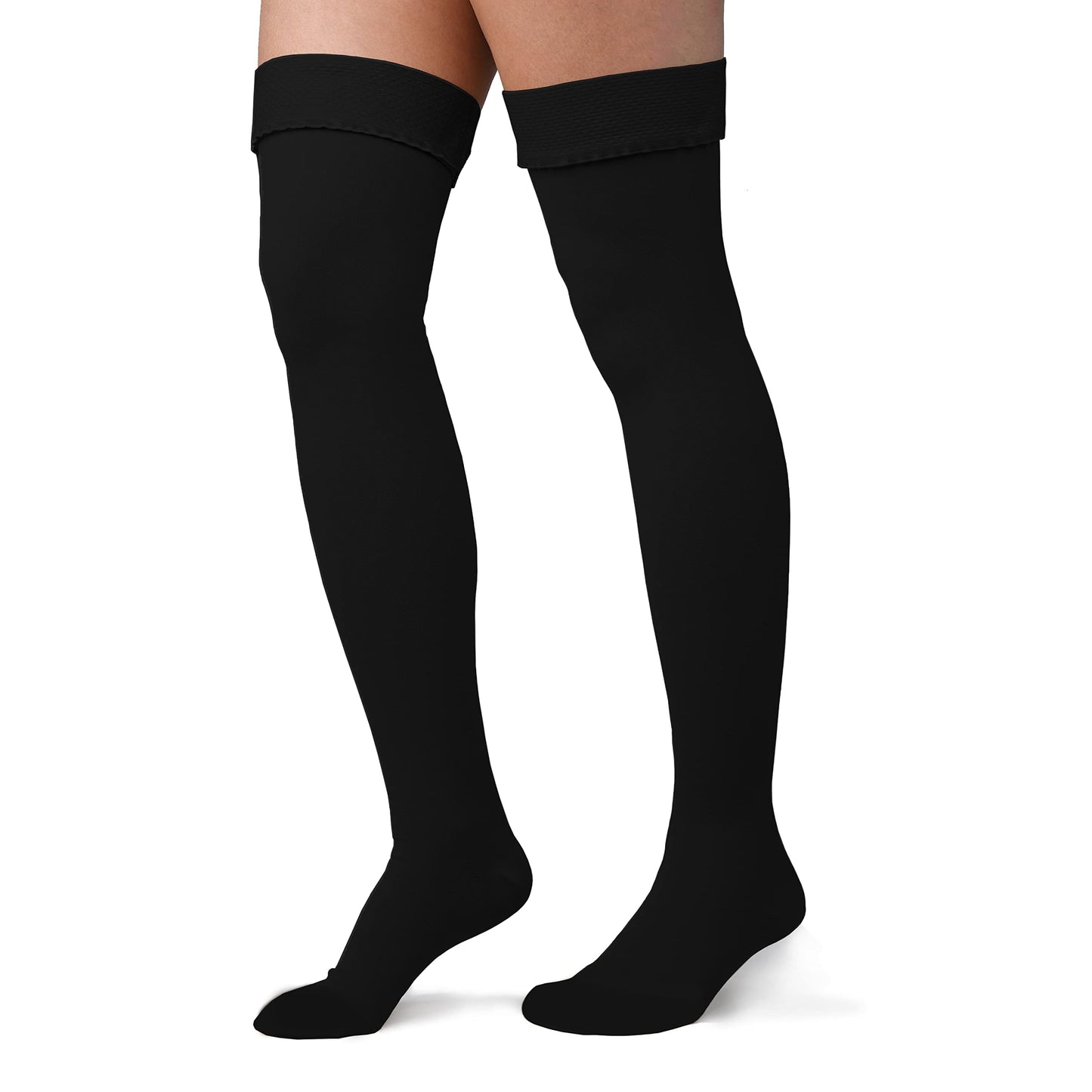 Thigh High Compression Stockings 20-30mmHg Closed Toe - Graduated Medical Class 1 Support for Women & Men - Black, Medium