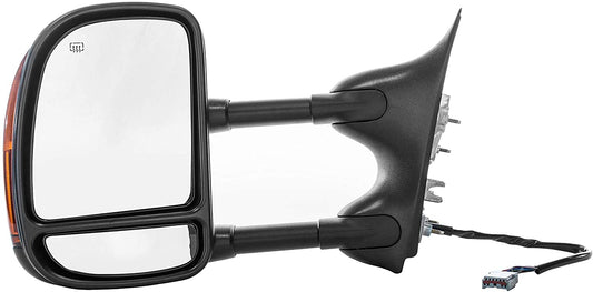 Dependable Direct Side Mirror for 2001-2005 Ford Excursion, 2003-2007 Ford - F-250, F-350, F-450, F-550 - Power Operated, Textured, Heated, Manual Folding Replacement Mirror - FO1320268