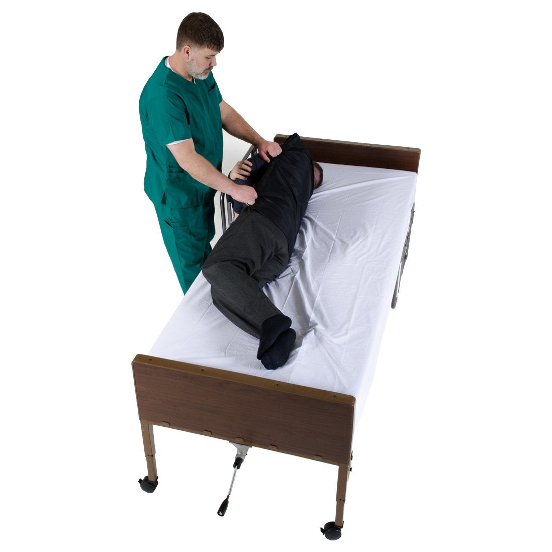 Patient Aid 48" x 28" Tubular Reusable Slide Sheet with Handles | for Patient Transfers, Turning, and Repositioning in Bed | Sliding Draw Sheets to Assist Moving Elderly & Disabled