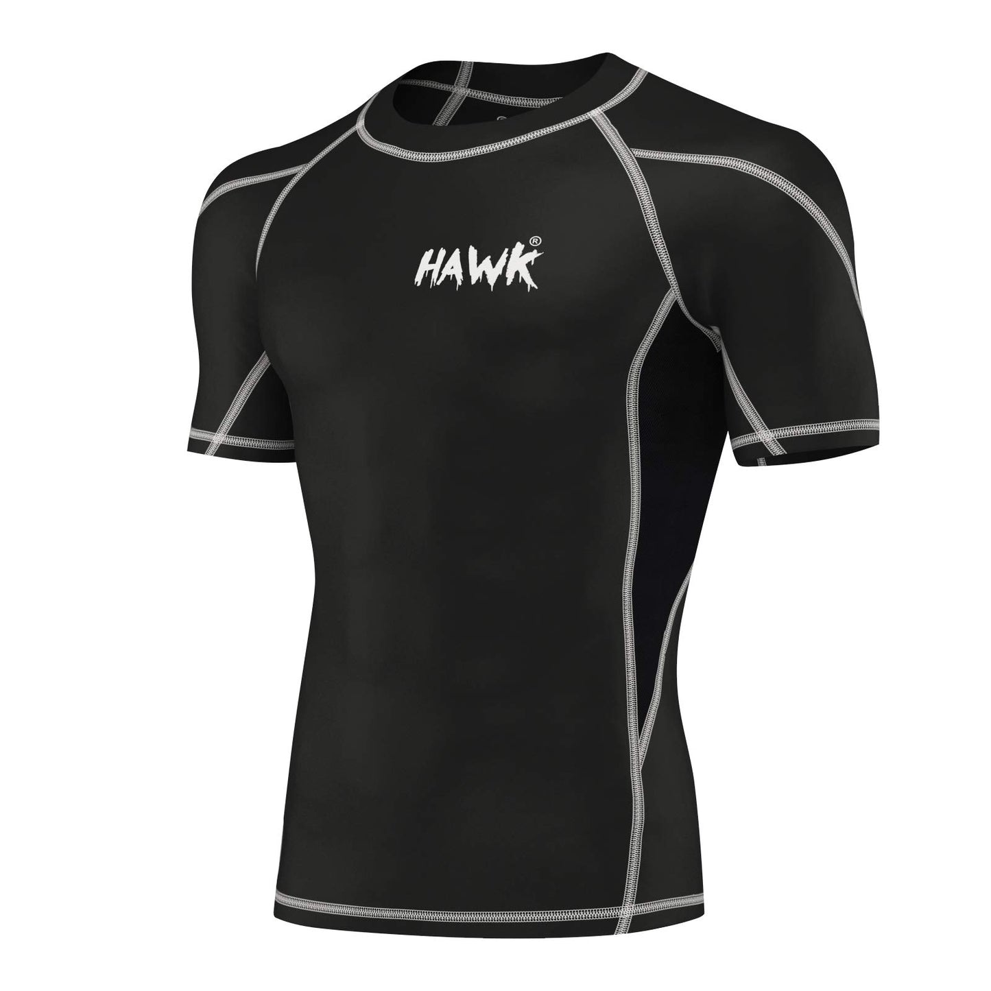 Mens Compression Shirts Base Layer Athletic Short Sleeve Rashguard Shirt  (Black, X-Large)