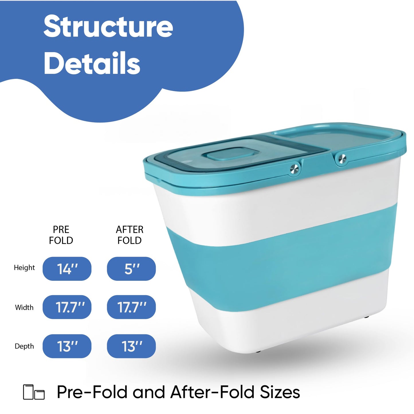 Chef's Path 20 to 50 Lbs Collapsible Food Storage Container-Airtight- Ideal rice keeper container