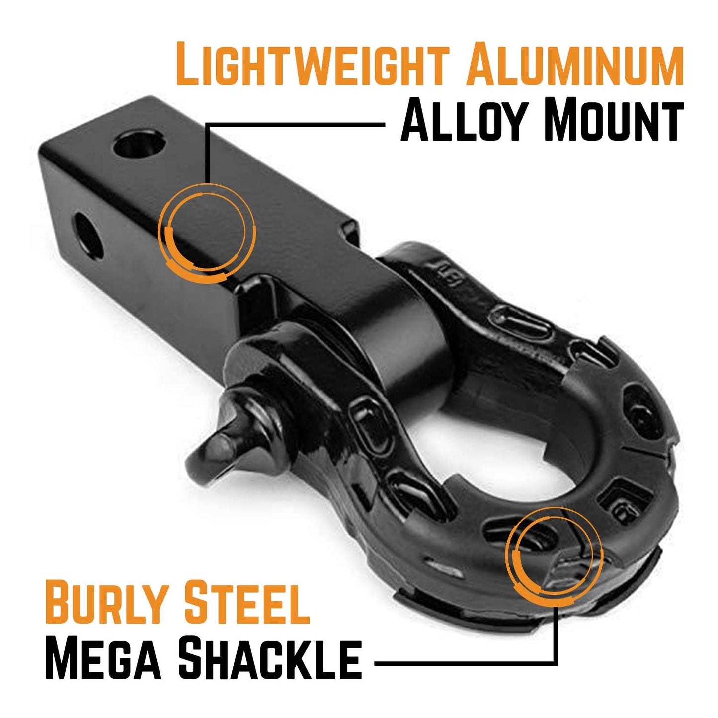 Heavy Duty Aluminum 2"x 2" Hitch Receiver with Mega Shackle® | 32,000 LBS MBS (16,000 LBS WLL)