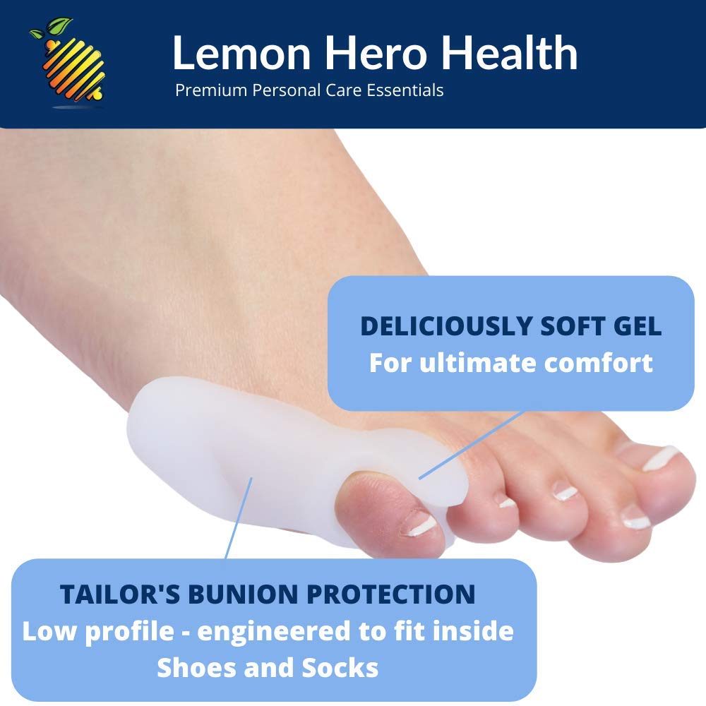 Small Toe Tailors Bunion Relief Pack by Lemon Hero - 2 Gel Bunion Pads with Spacer Separator and Protective Cushion Shield - Best Corrector for Pain Relief and Little Pinky Toe Alignment