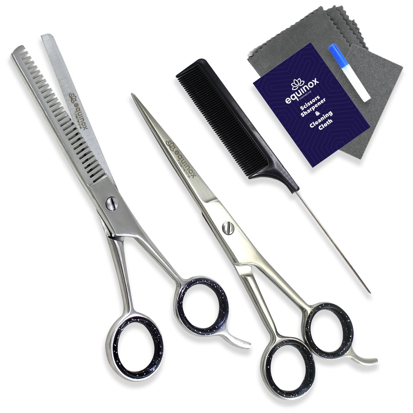 Equinox Professional Hair Cutting Scissors Set - Blending Shears for Hair Cutting Set includes Rat Tail Comb - 6.5� - Barber Scissors Kit for Men and Women - Blending Scissors for Cutting Hair