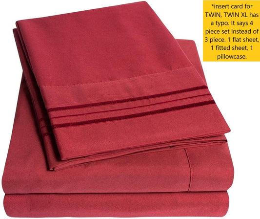 Elkaan Lightweight Bedding Sheet - 4 Piece Set, Super Soft, Brushed Microfiber, 16" Deep Pocket, Shrink & Fade Resistant, Easy Care