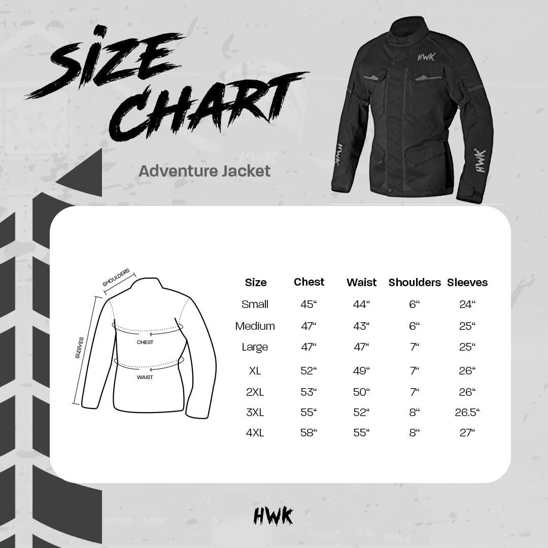 HWK Motorcycle Jacket for Men Adventure/Touring with Cordura Textile Fabric for Motorbike Riding and Impact Protection Armor