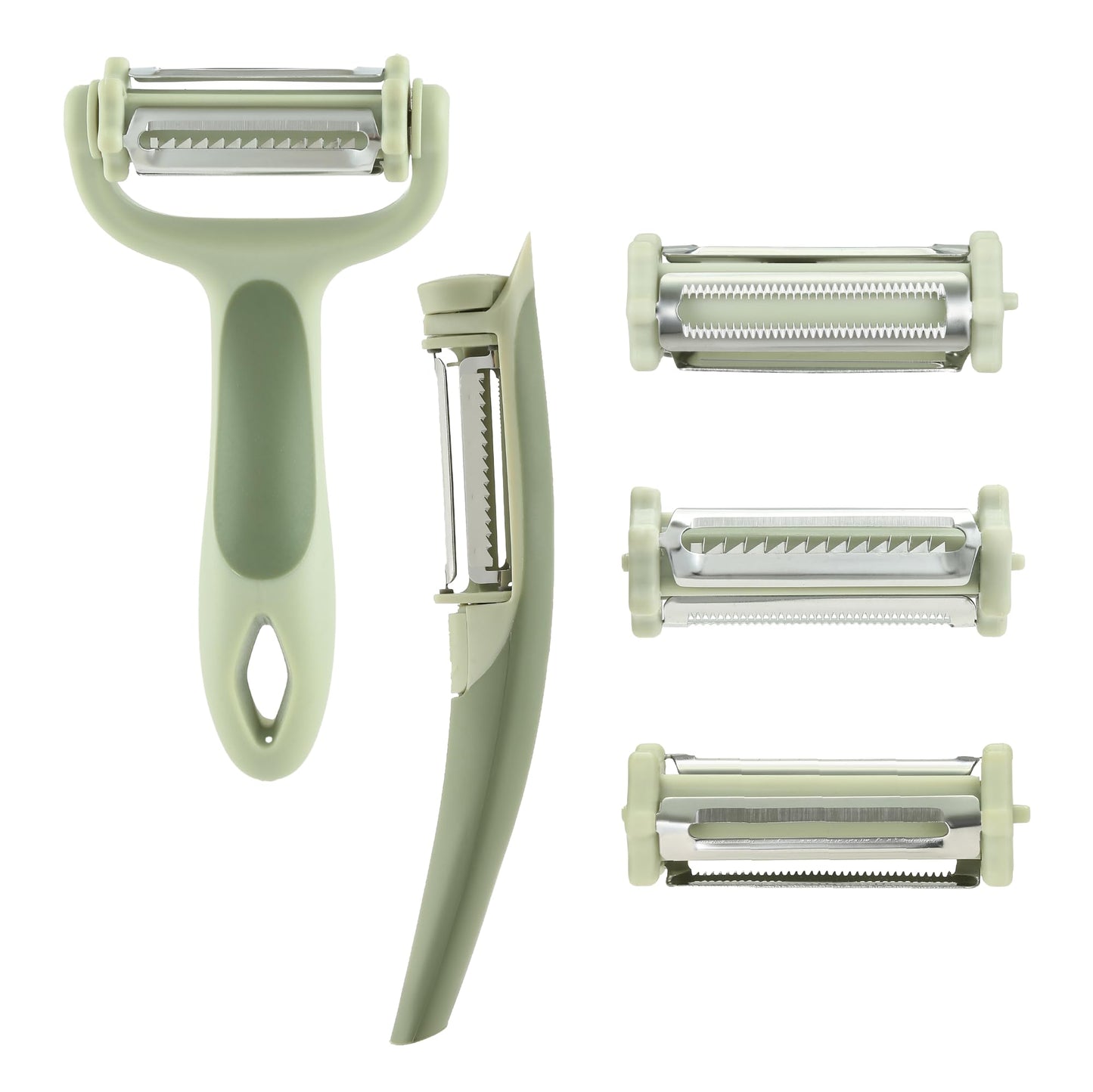 Chef's Path Tri-Blade Peeler Set � Stainless Steel Blade Y Peeler & Side Peelers for Kitchen Set of 2 with Standard Peeler, Serrated Peeler, Julienne Peeler Vegetable Peeler & Spot Remover