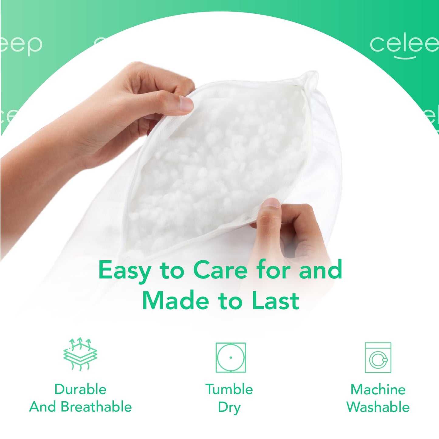 Celeep Bed Pillows- Premium Sleeping Pillows - Soft Sand Washed Cover - Microfiber Filling