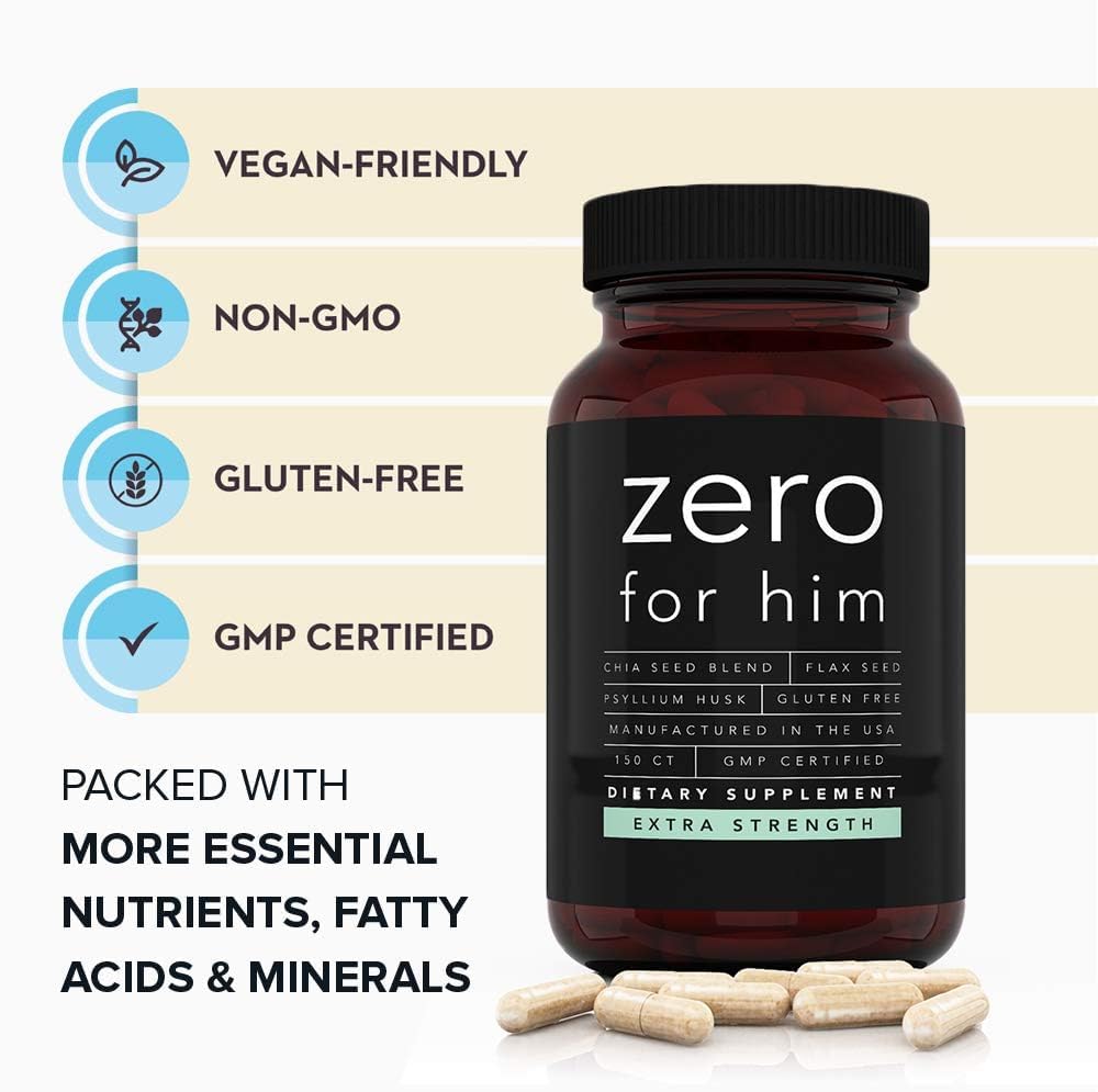 California Basics Zero for Him Fiber Supplement for Men (150caps) Psyllium Husk and Chia Seeds