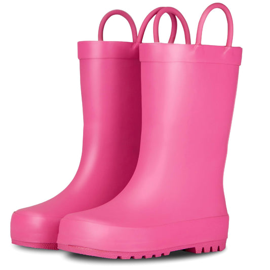 Lone Cone Elementary Collection - Premium Natural Rubber Rain Boots with Matte Finish for Toddlers and Kids, Bubblegum Pink, Toddler 9