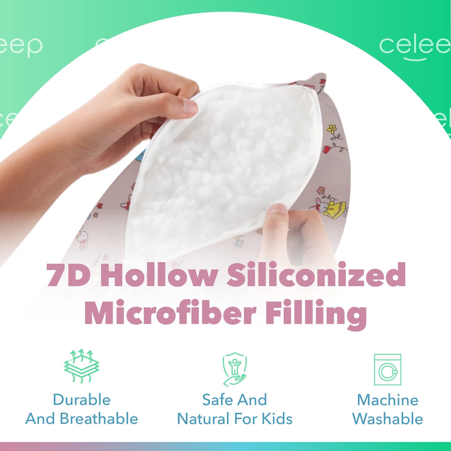 Celeep Organic Toddler Pillows Set- Soft Microfiber Kids Sleeping Pillows - Kids Pillows for Sleeping - Small Pillow with Cotton Cover - Pack of 2