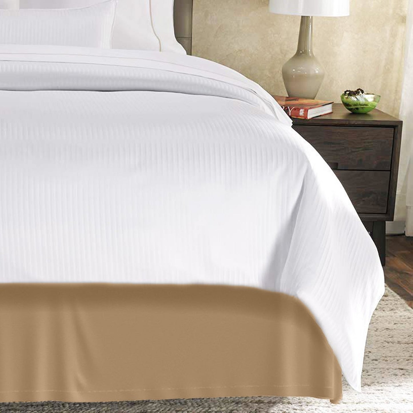 Royal Bed Skirt 100% Natural Cotton - Luxurious 4 Side Pleated Skirt That is Durable and Easy to Wash