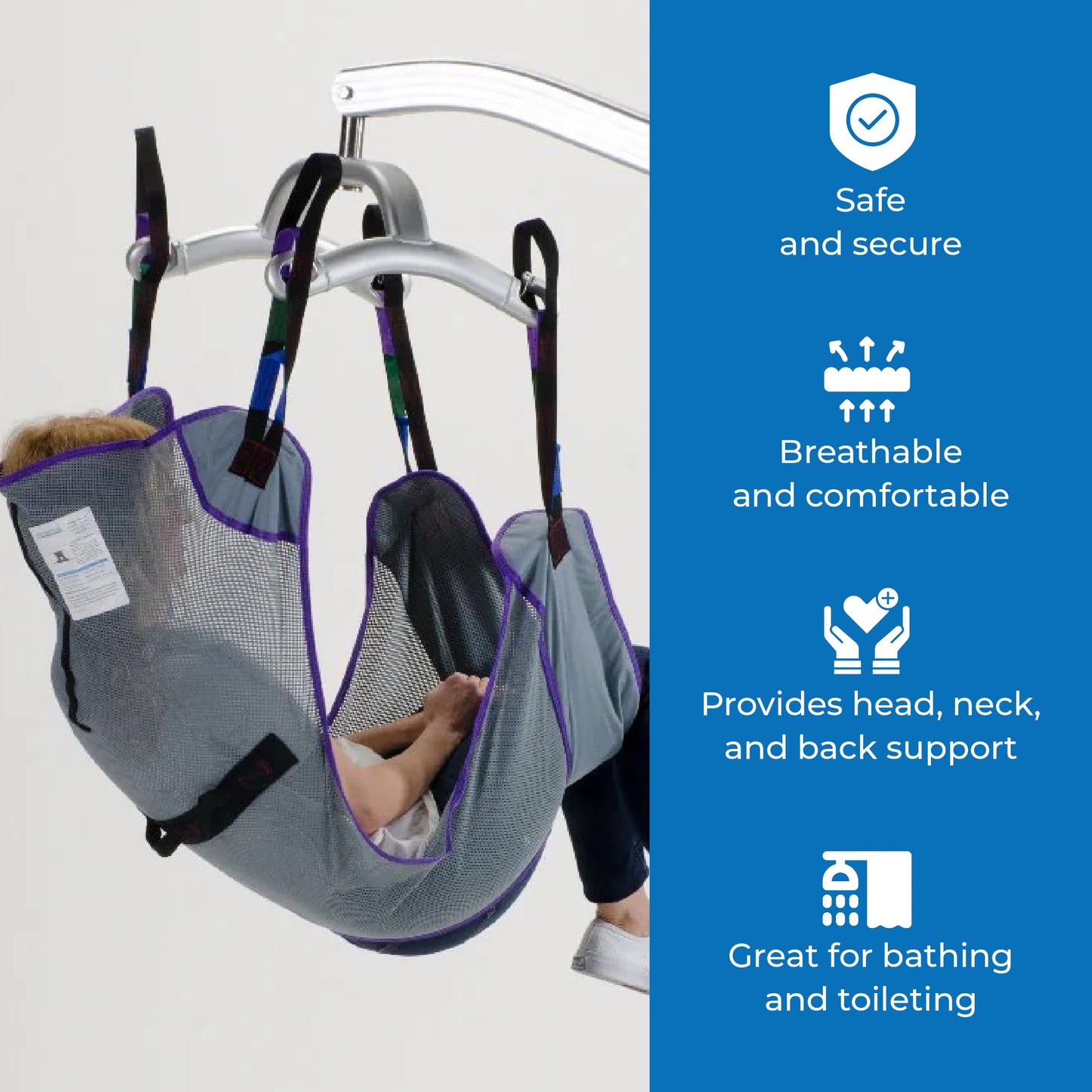 Patient Aid Full Body Mesh Commode Patient Lift Sling, 350lb Weight Capacity (Large)