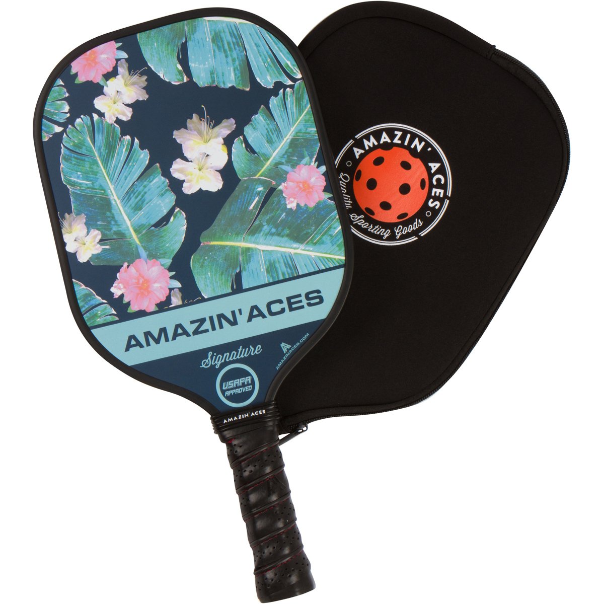 Amazin' Aces Signature Pickleball Single Paddle Green - 1 USAPA-Approved Pickleball Racket with Graphite Face & Polymer Honeycomb Core, 1 Paddle Cover & 1 Carry Bag