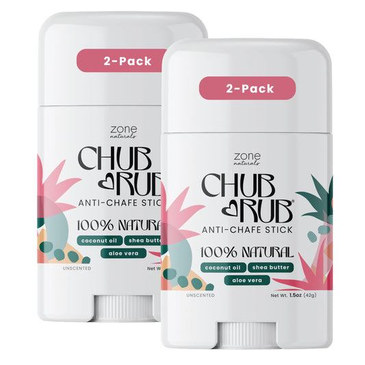 Zone Naturals 2 Pack Chub Rub Stick - All Natural Anti Chafing Stick - Friction Defense Stick - Anti Chafe Stick Reduces Rubbing and Irritation - 1.5 Ounce