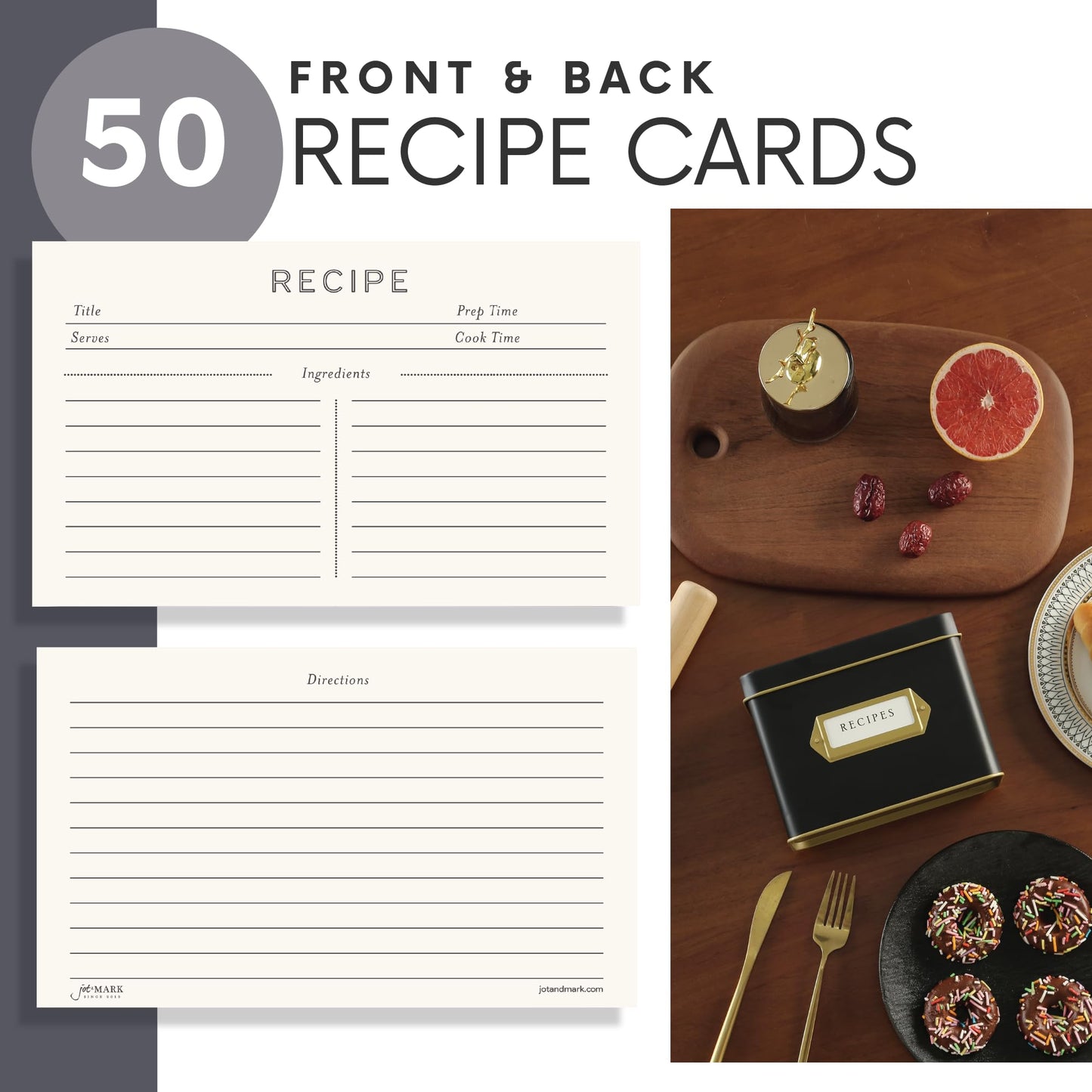 Jot & Mark Recipe Card Complete Gift Box | Decorative Recipe Tin Box