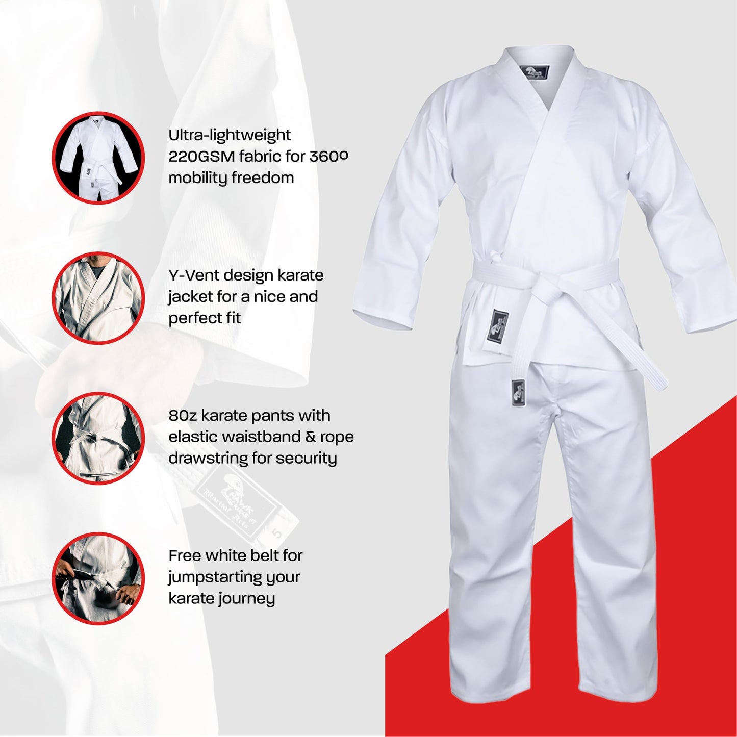 Hawk Sports Karate Uniform for Kids & Adults Lightweight Student Karate Gi Martial Arts Uniform with Belt