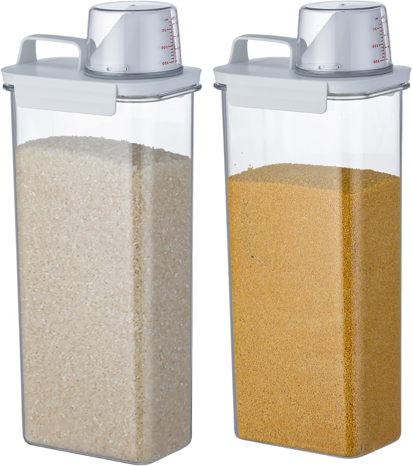 Chef's Path Airtight Food Storage Containers 2-Pack - 2.9L Cereal Container Storage & Pasta Storage Containers w/Spout, Handle, Measuring Cup Lid - BPA-Free Plastic Pantry Organization & Storage