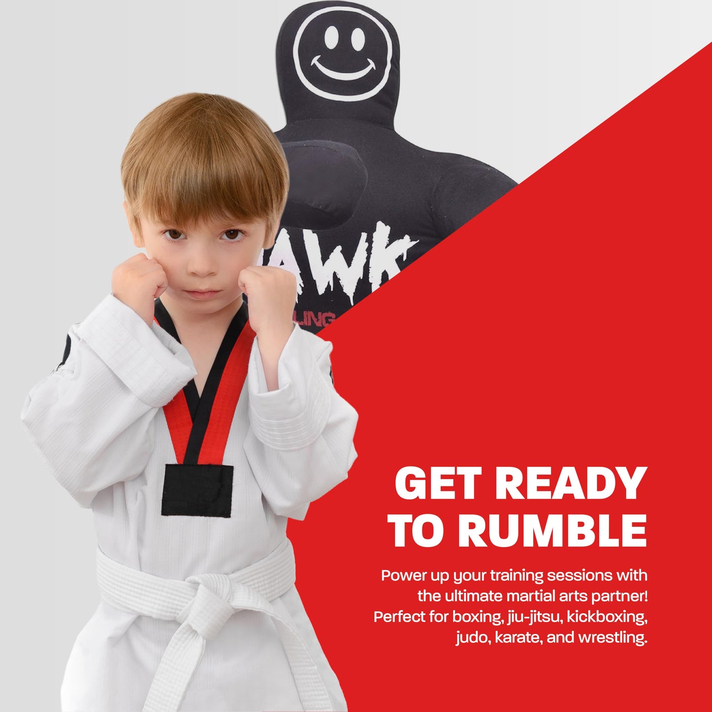 Hawk Sports Kids Grappling Dummy for Fitness & Training, Pose, Strike & Throw Wrestling Dummy for Kids, 3 ft. Punching Dummy for MMA, Jiu-Jitsu, Judo, Karate & Wrestling Practice & Sparring