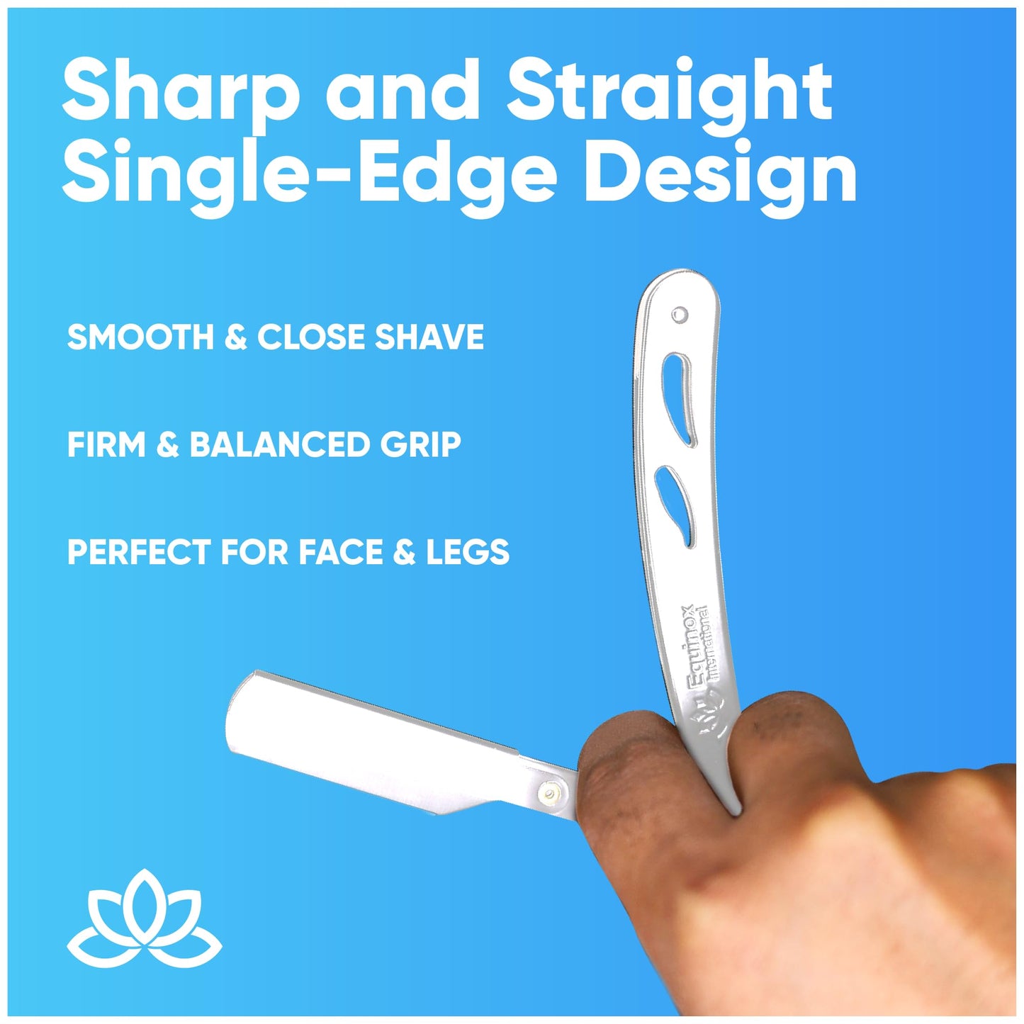 Equinox Professional Straight Edge Razor with 100 Single Derby Blades 100% Stainless Steel Razor and Blades - Close Shaving Men's Manual Shaver - Disposable Blades -Barber Straight Razor Kit - Silver