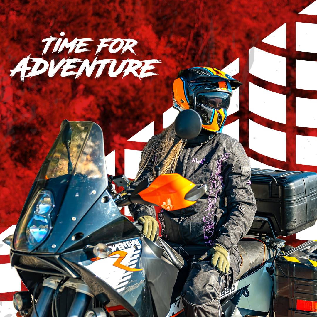 HWK Adventure/Touring Motorcycle Jacket for Women, Women's Motorcycle Jacket with CE Armor for Enduro Motorbike Riding