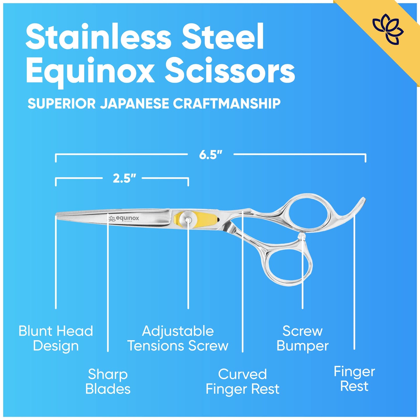 Equinox Razor Edge Series Professional Hair Scissors - 6.5� Premium Japanese Stainless Steel Hair Cutting Scissors, Hair Shears, Hair Razors for Hair Cutting, Barber Accessories & Hair Salon Supplies