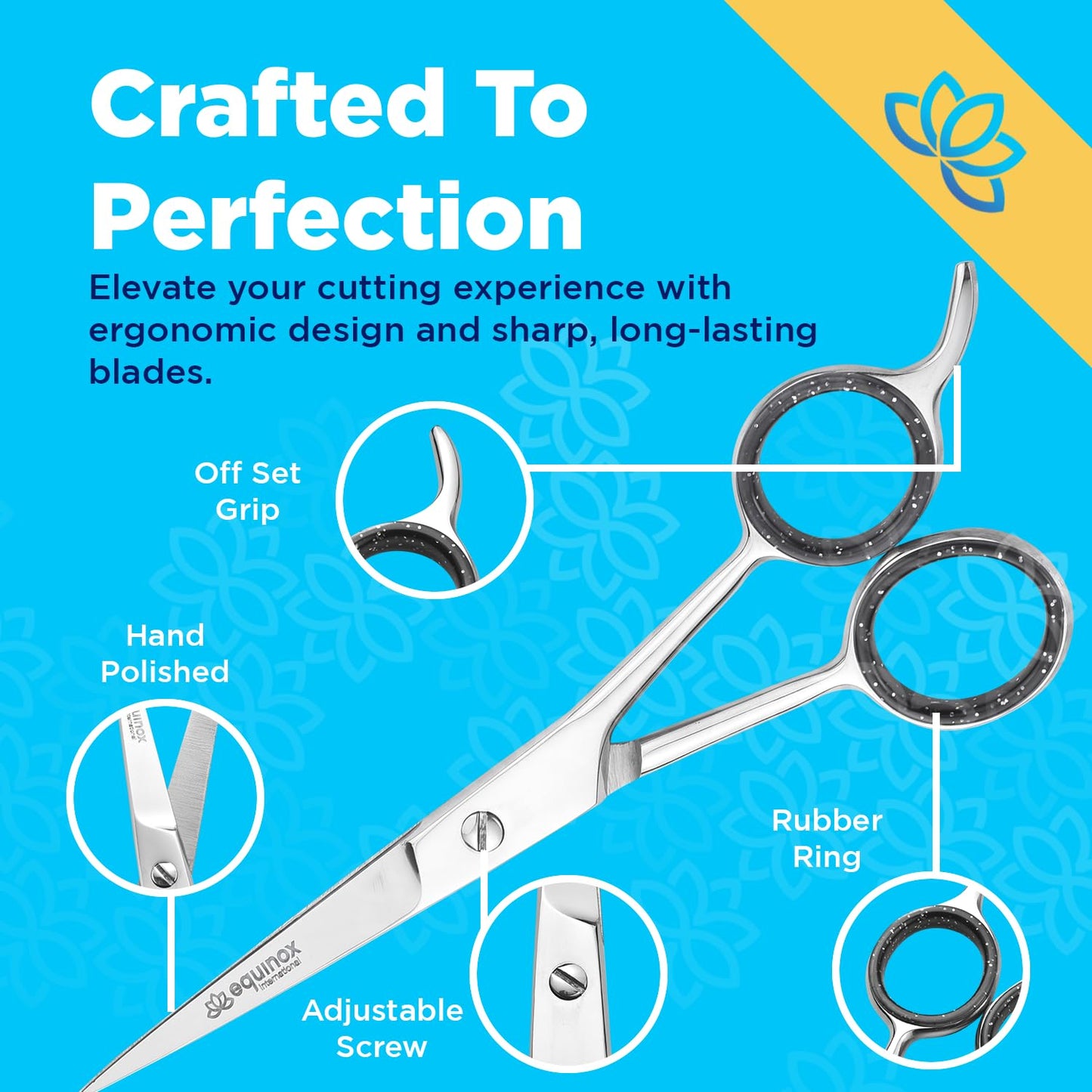 Equinox Professional Hair Cutting Scissors Set - Blending Shears for Hair Cutting Set includes Rat Tail Comb - 6.5� - Barber Scissors Kit for Men and Women - Blending Scissors for Cutting Hair