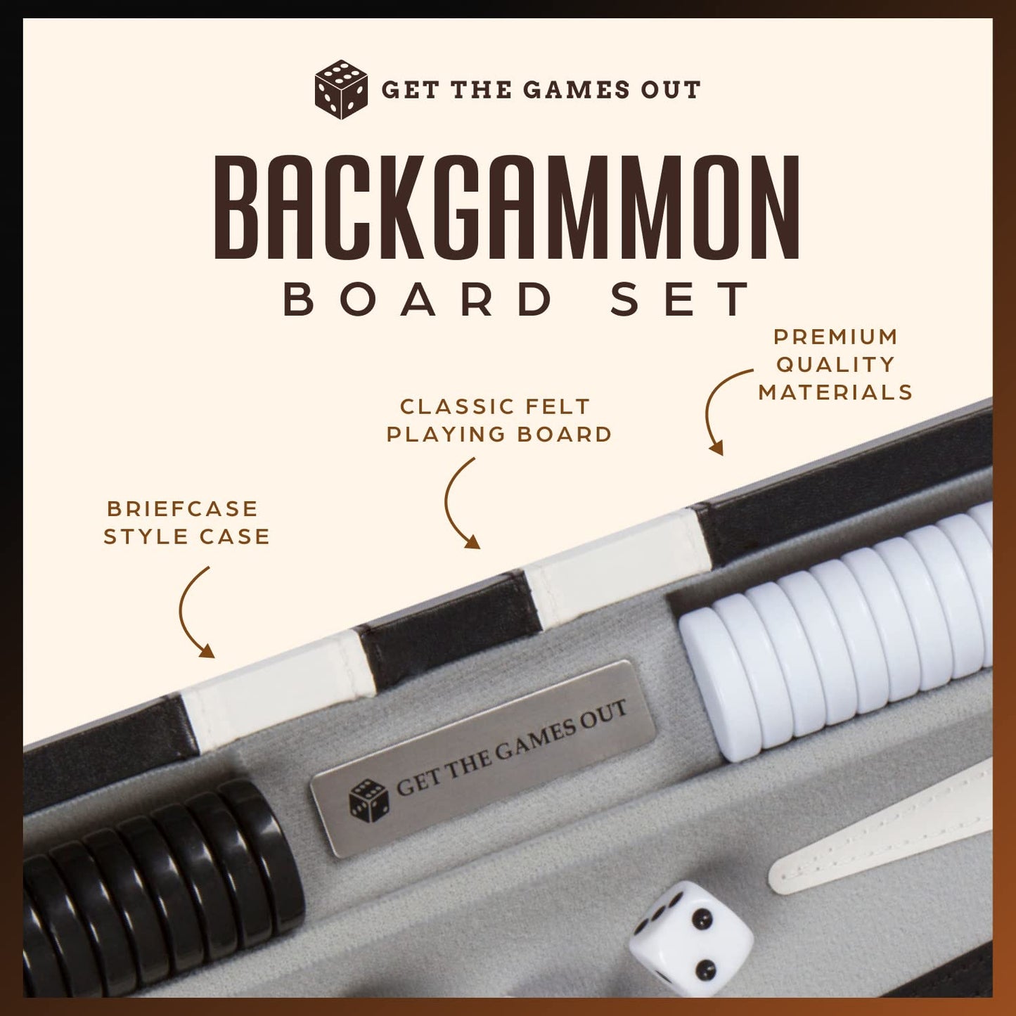 Get The Games Out Top Backgammon Set - Classic Board Game Case - Best Strategy & Tip Guide - Available in Small, Medium, Large and Extra Large Sizes