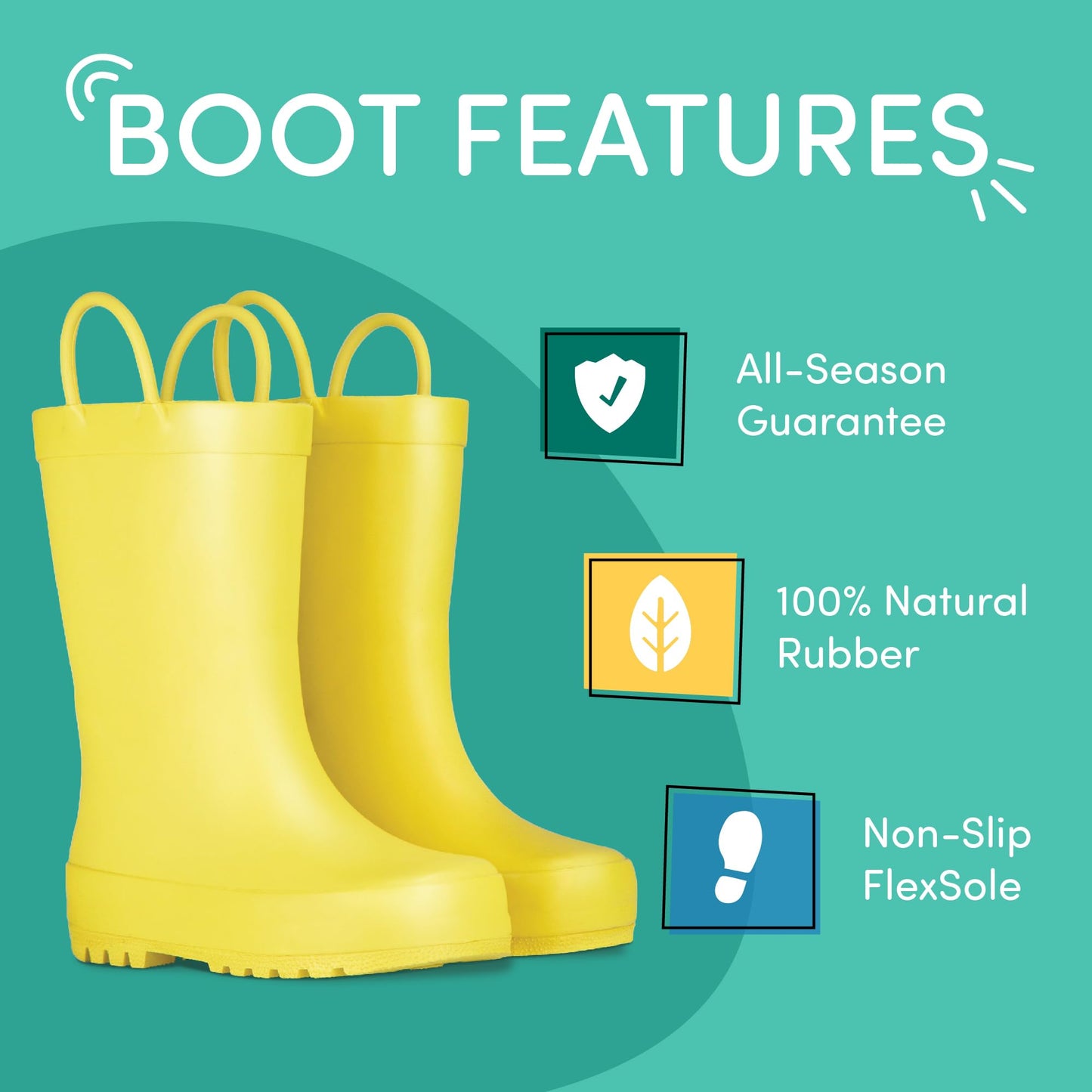 Lone Cone Elementary Collection - Premium Natural Rubber Rain Boots with Matte Finish for Toddlers and Kids, Sunshine Yellow, Toddler 8