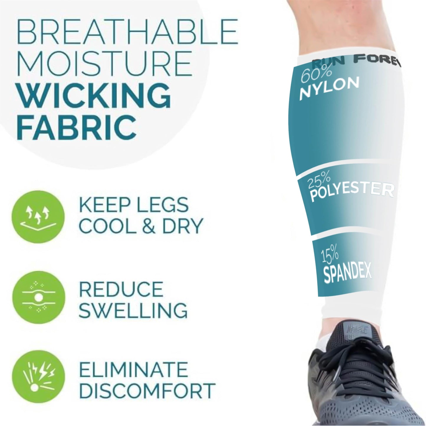 Calf Compression Sleeves For Men And Women - Leg Compression Sleeve - Footless Compression Socks for Runners, Shin Splints, Varicose Vein & Calf Pain Relief - Calf Brace For Running, Cycling, Travel