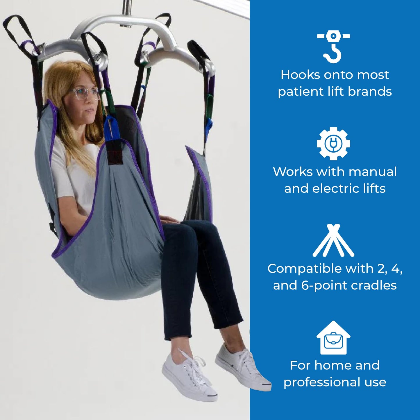 Patient Aid Full Body Solid Fabric Patient Lift Sling, Size Medium, 600lb Weight Capacity