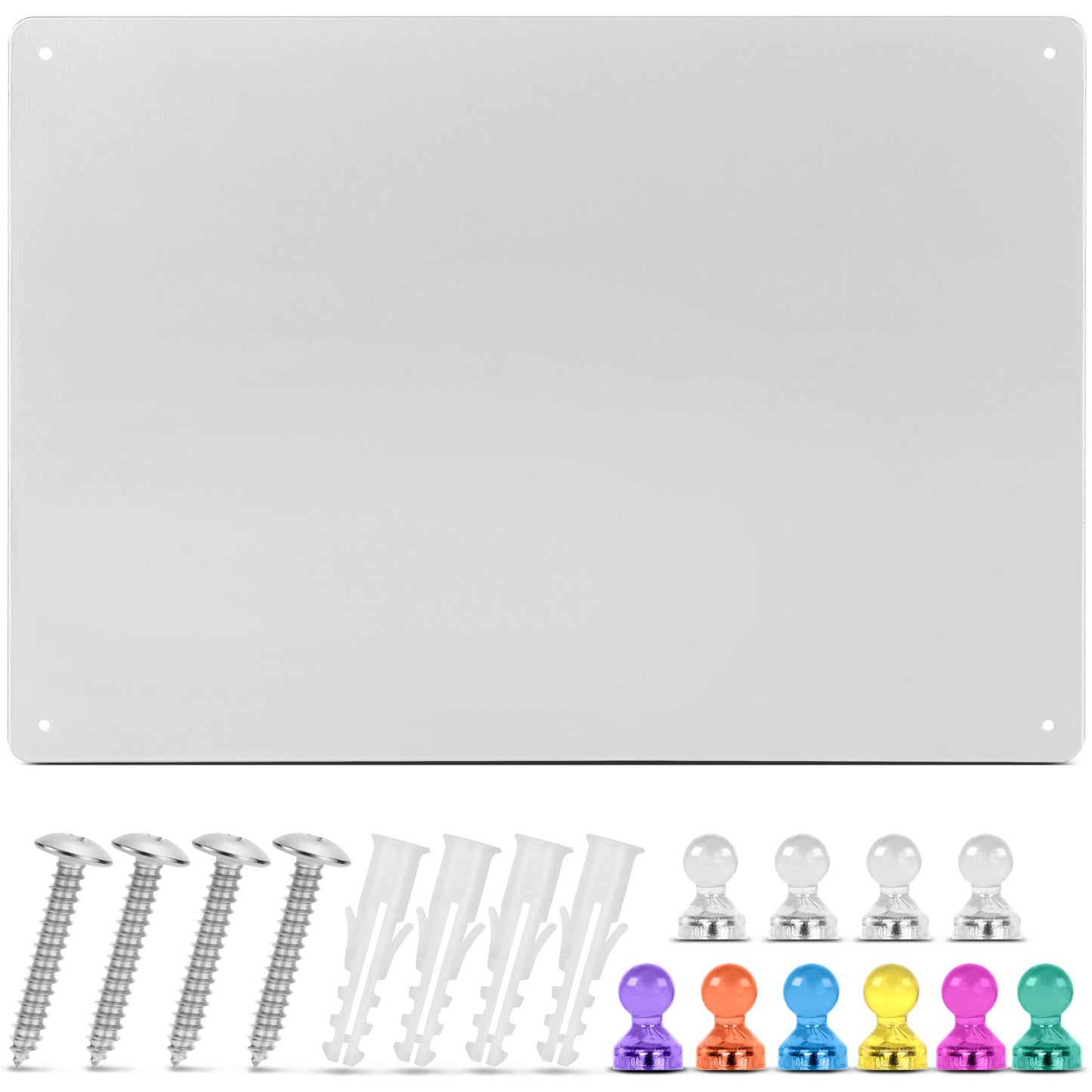 Magnetic Metal Board 17.5�� x 12�� - Magnet Bulletin Vision Memo Board includes 10 Push Pin Magnets and Hanging Hardware Kit for Easy Installation