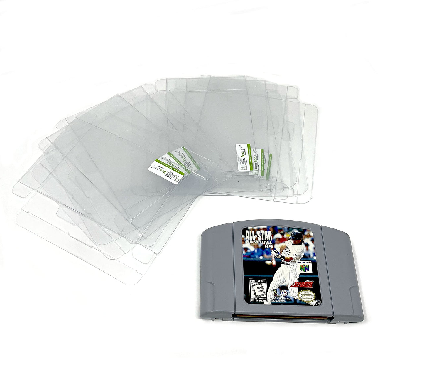 EcoTEK Protectors 25 Pack Clear Protector Sleeve Case Compatible with Nintendo N64 Games Cartridge Case Storage Box Video Game Display