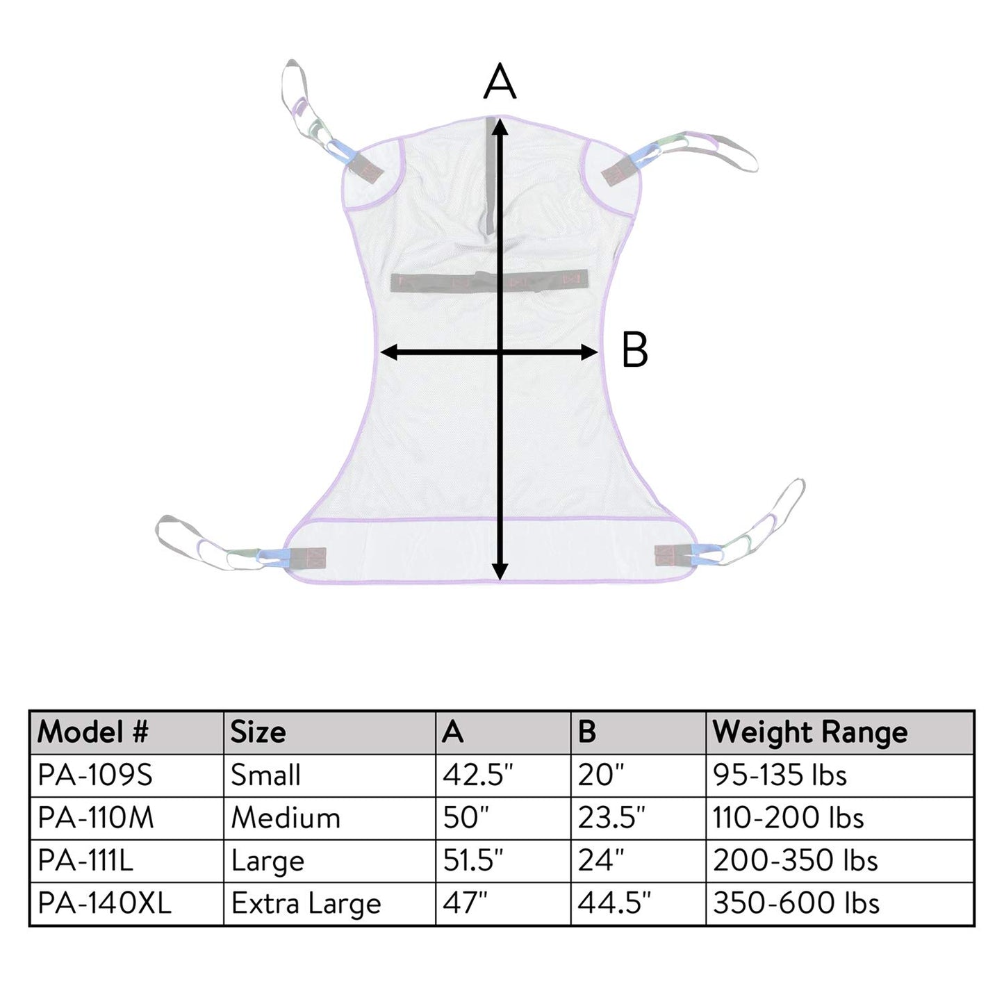 Patient Aid Full Body Mesh Patient Lift Sling (Medium)