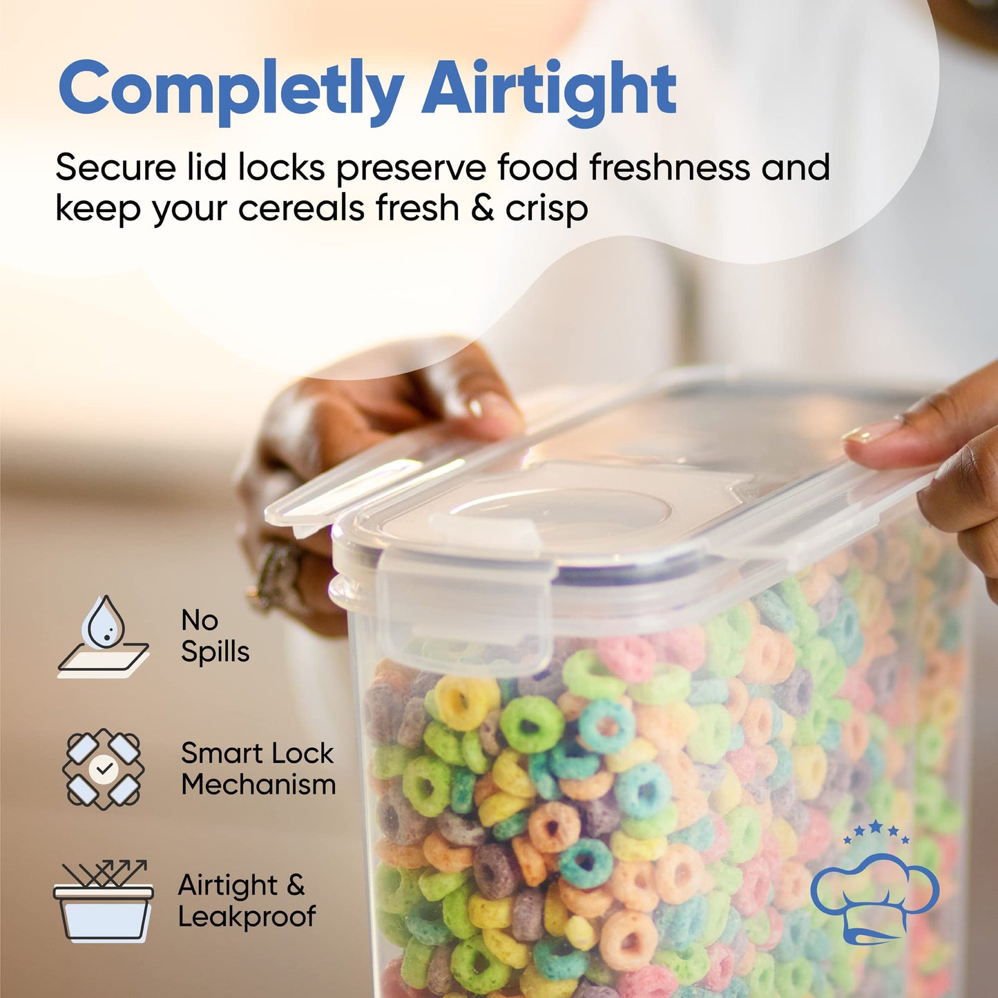 Cereal Containers Storage Set Large (4L,135.2 Oz), Airtight Food Storage Containers for Kitchen & Pantry Organization, Cereal Storage Container Set for Crunchiness, BPA Free Dispenser Keepers (4)