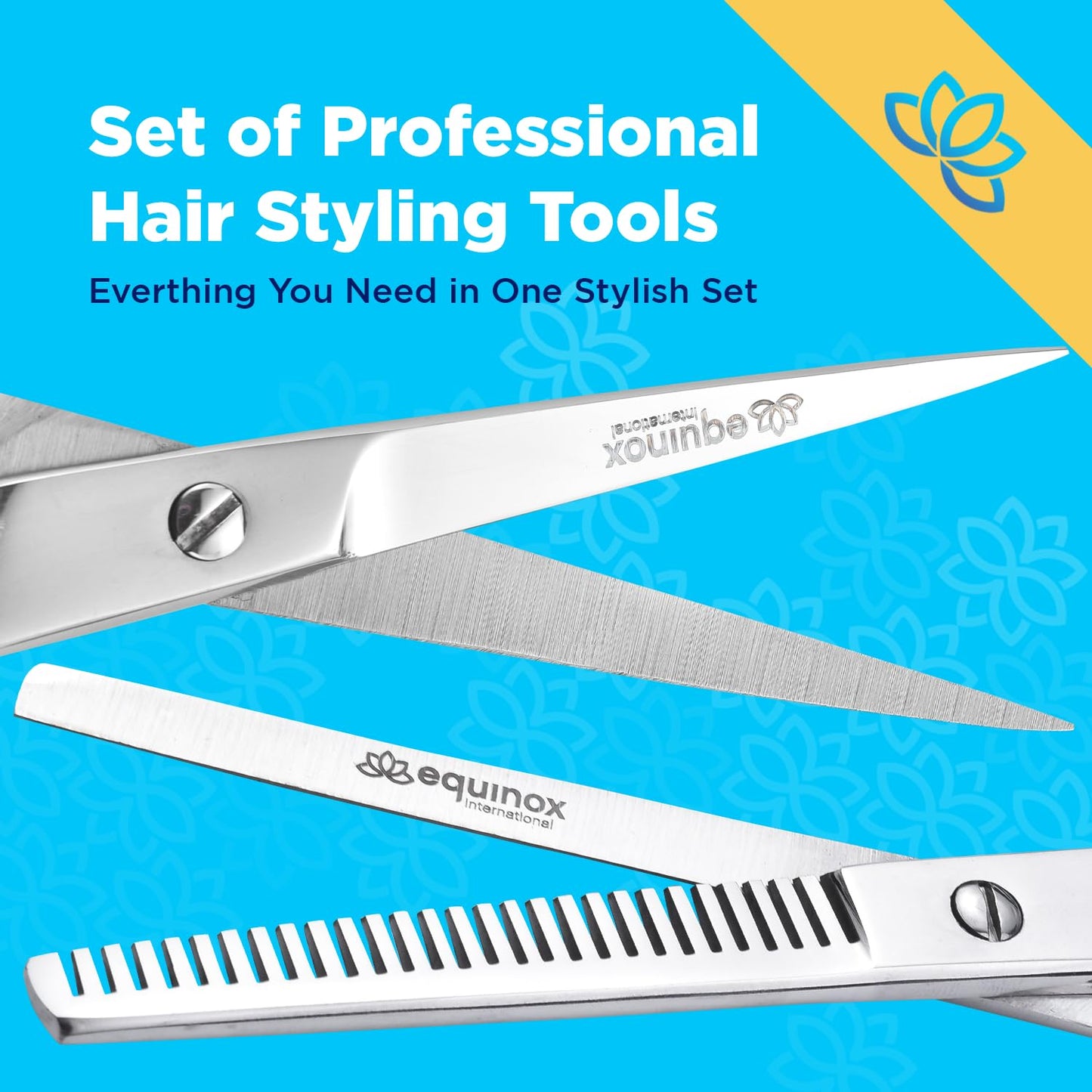 Equinox Professional Hair Cutting Scissors Set - Blending Shears for Hair Cutting Set includes Rat Tail Comb - 6.5� - Barber Scissors Kit for Men and Women - Blending Scissors for Cutting Hair