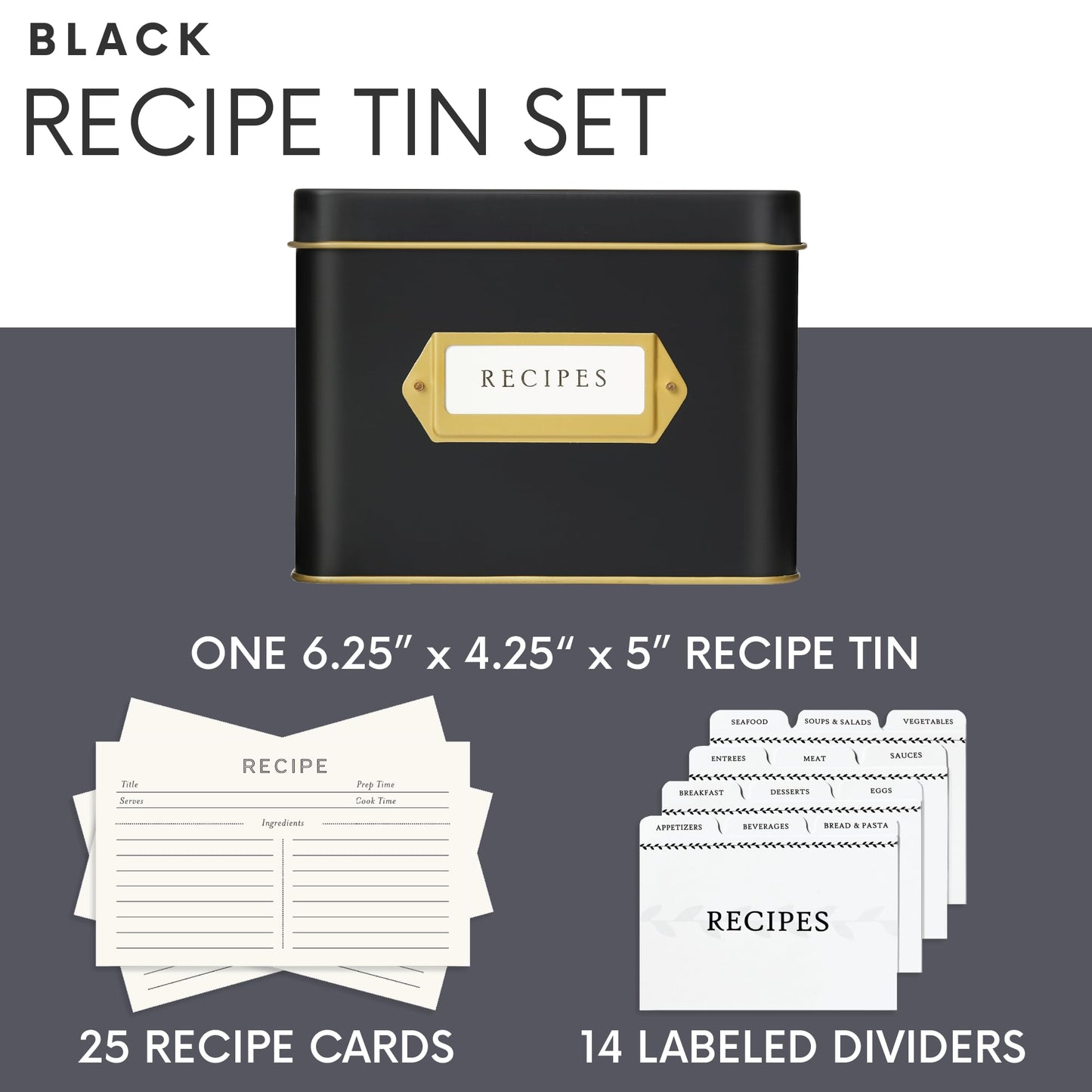 Jot & Mark Recipe Card Complete Gift Box | Decorative Recipe Tin Box