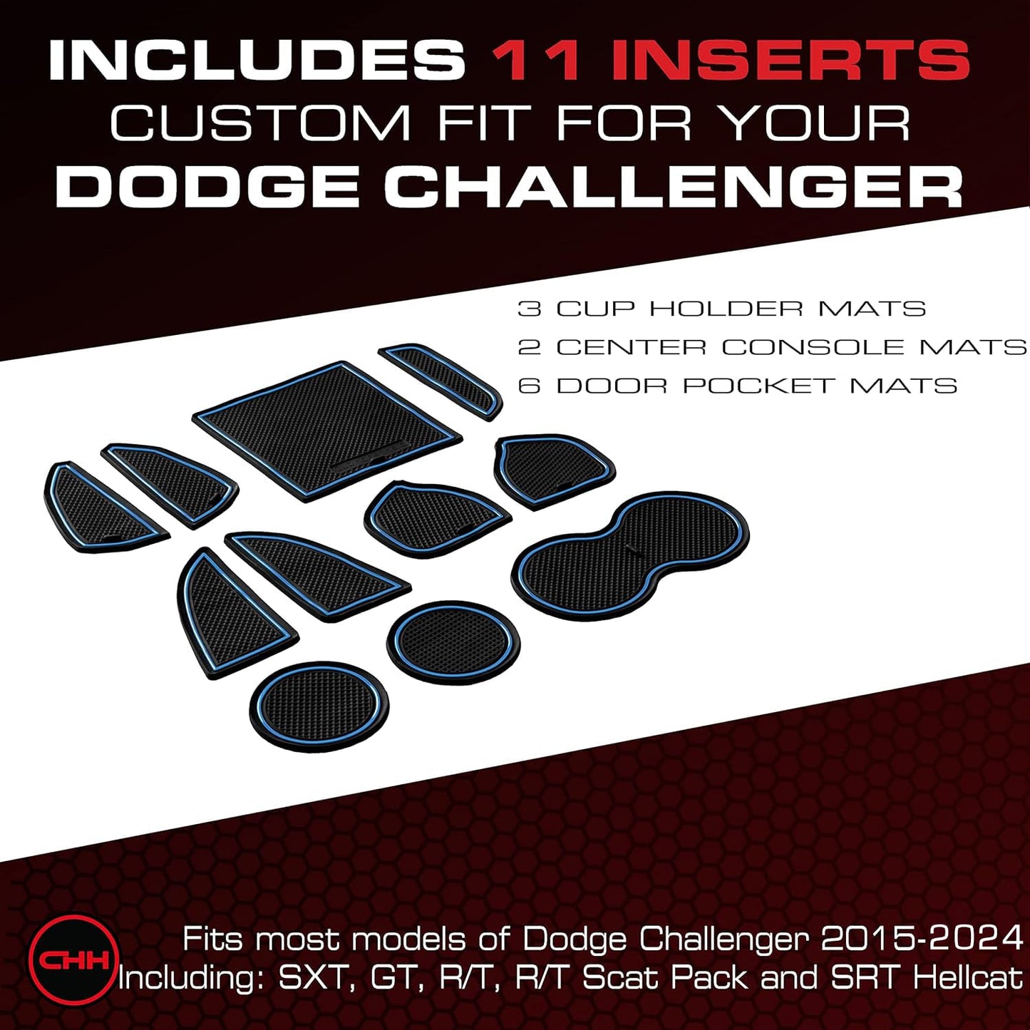 2015-2022 Dodge Challenger - Premium Cup Holder Liners Kit